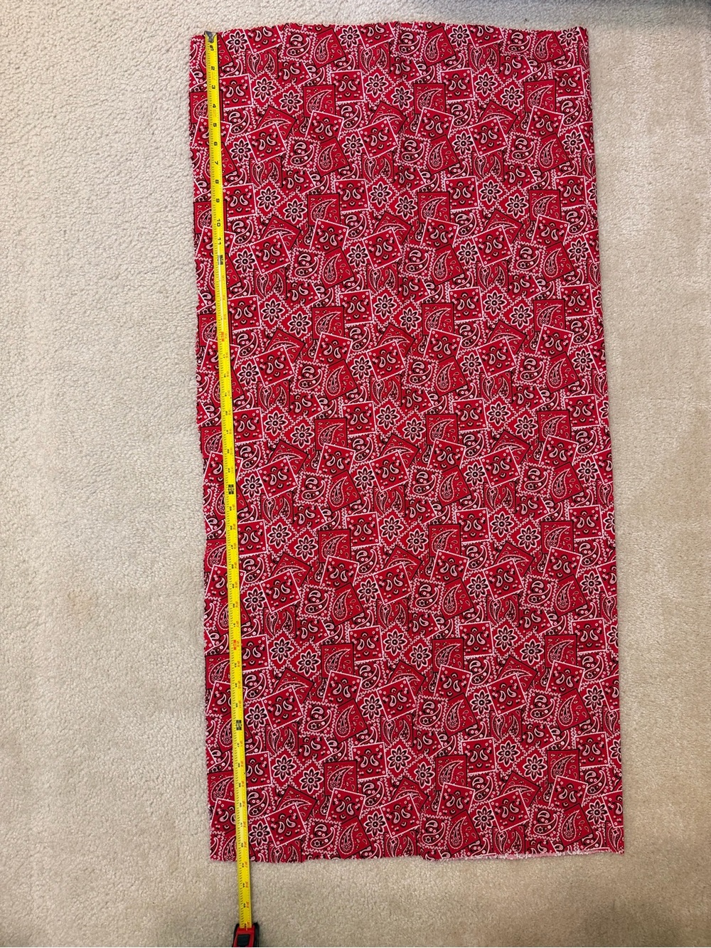 Red Paisley Bandana Print Cotton Fabric Remnant 43” x 42” – Western Quilt Craft - Picture 5 of 6